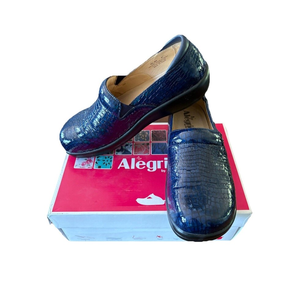Alegria Women's KEL-805 Keli Blue Croco Clog Shoe 41 US Size 10.5 Nursing